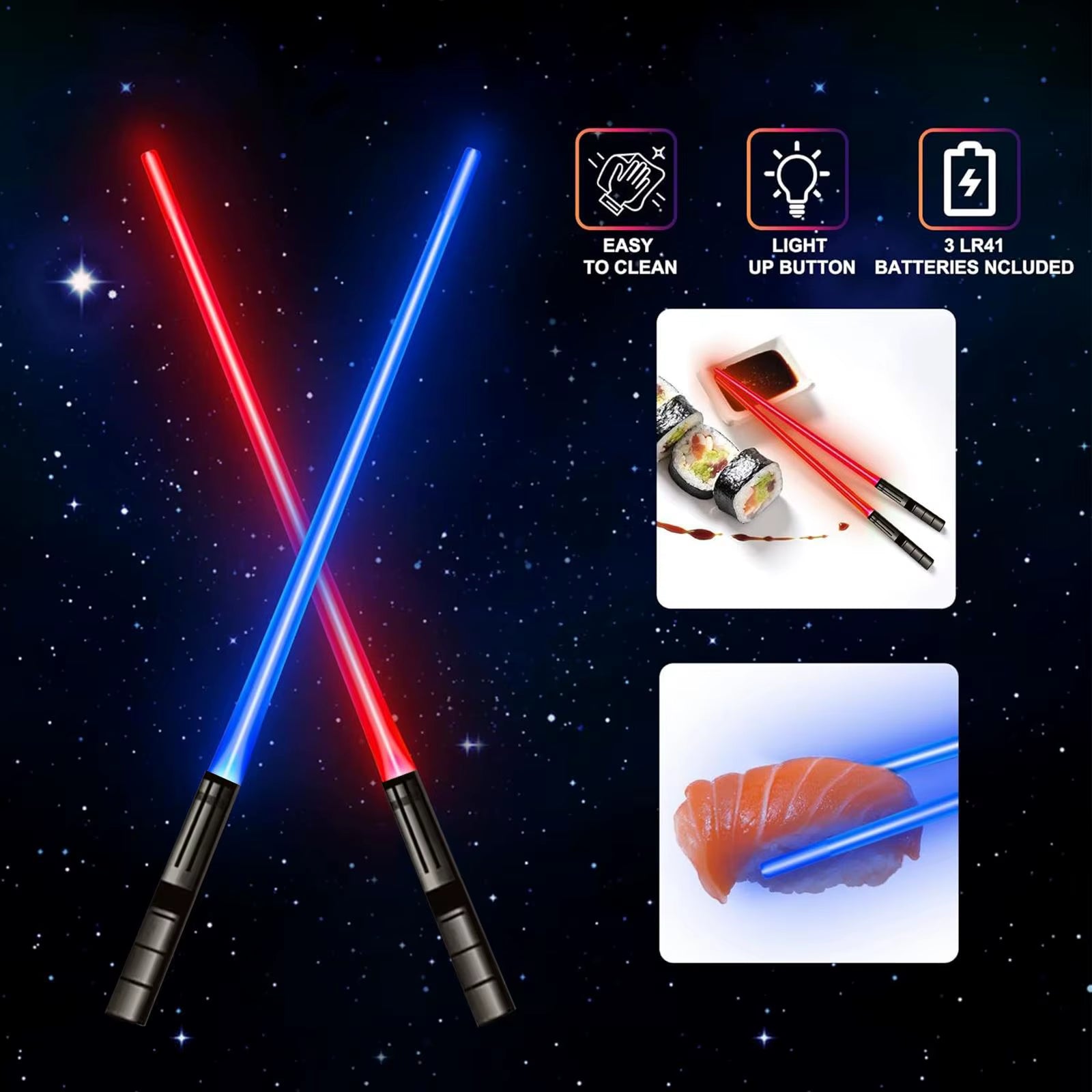 Lightsaber Chopsticks Light up Cool Party Supplies LED Glowing Chopsticks for Holiday Raves Birthday Halloween Sporting Events