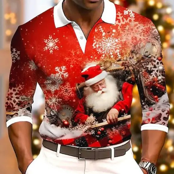 Santa Long-sleeved Polo Shirt