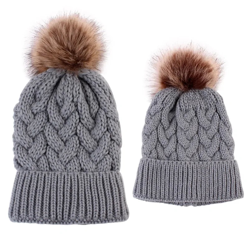 Mother Daughter Warm Knitted Hat