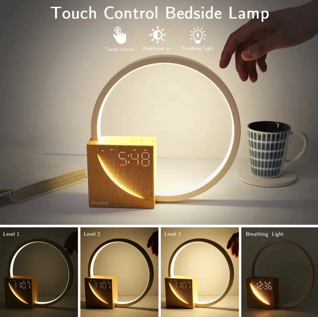 Touch Control Bedside Lamp with Alarm Clock