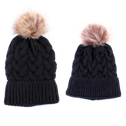 Mother Daughter Warm Knitted Hat