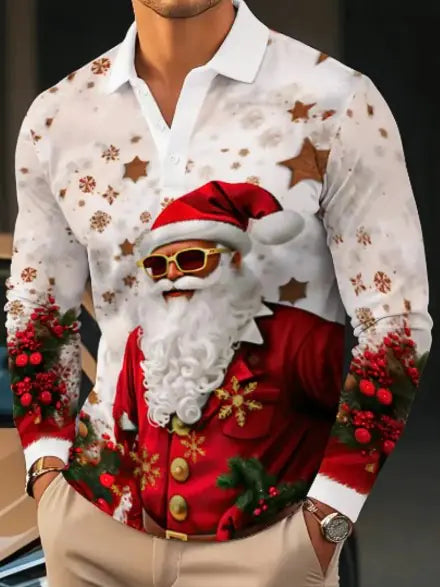 Santa Long-sleeved Polo Shirt