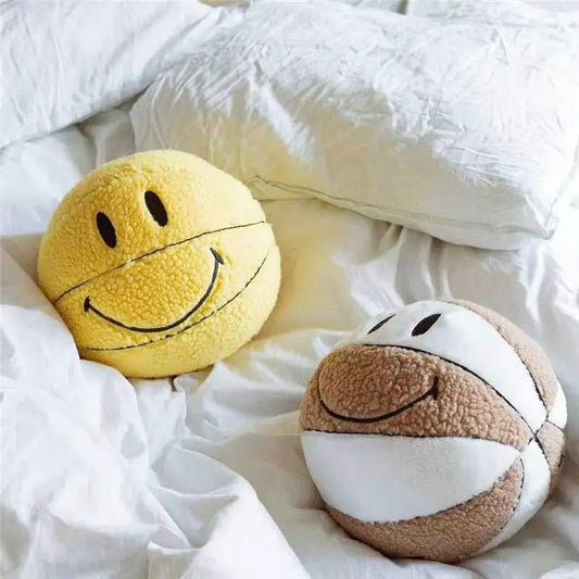 Smile Basketball Plushie Throw Pillow